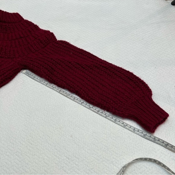 𝅺burgundy Red Fair Isle Chunky Knit Wool Heavyweight Sweater Size L - Picture 7 of 9